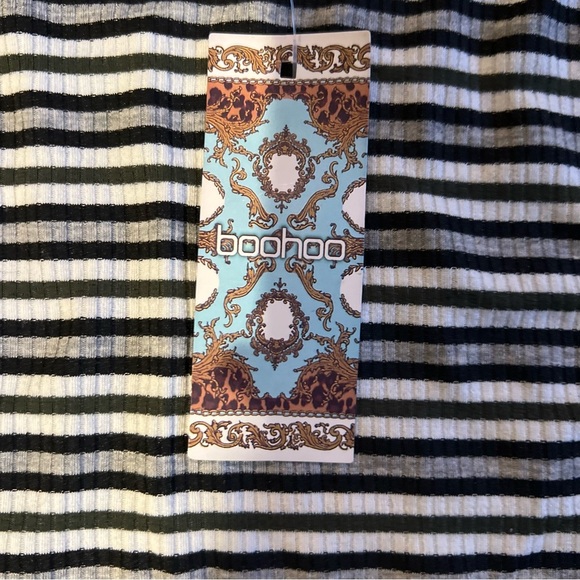 Boohoo Stripe Crop Top Black/white/grey US 6 - Picture 2 of 4